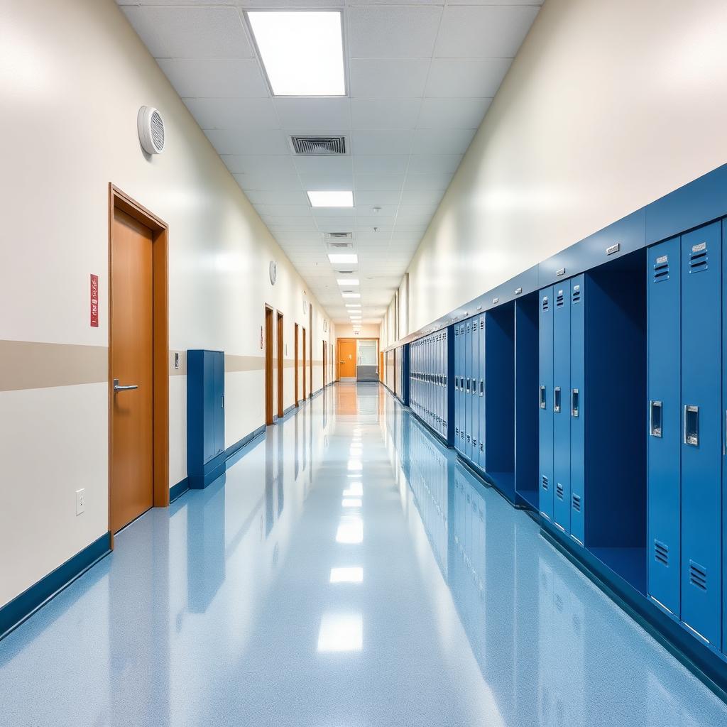 School corridor with safety vinyl flooring