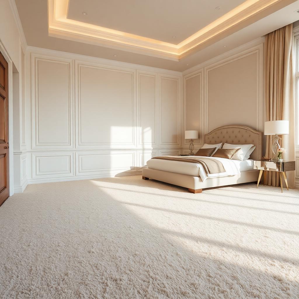 Plush cream carpet in a luxurious bedroom